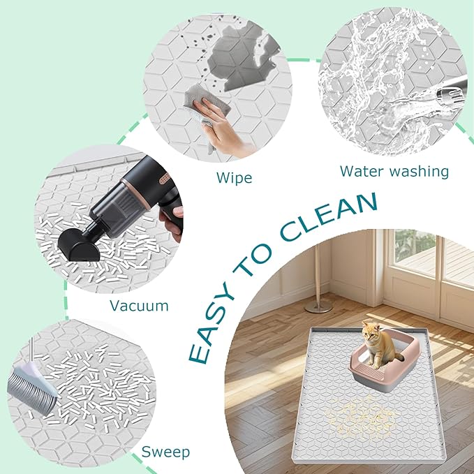 Cat Litter Mat for Litter Box, Silicone Large Cat Litter Trapping Mat - Image 3