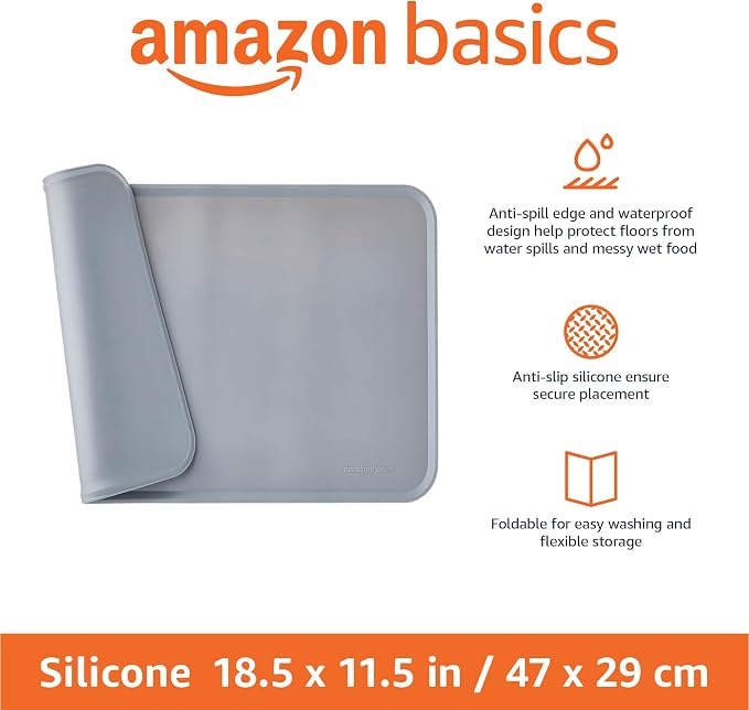 Amazon Basics Waterproof Non-Slip Silicone Pet Feeding Mat - Image 2