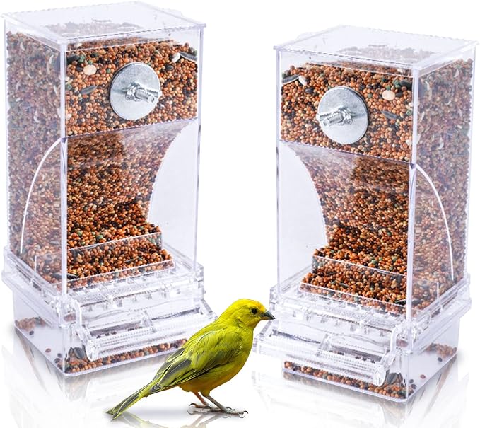 Hamiledyi No Mess Bird Cage Feeder 2Pack Automatic Parrot Seed Feeders by Hamiledyi