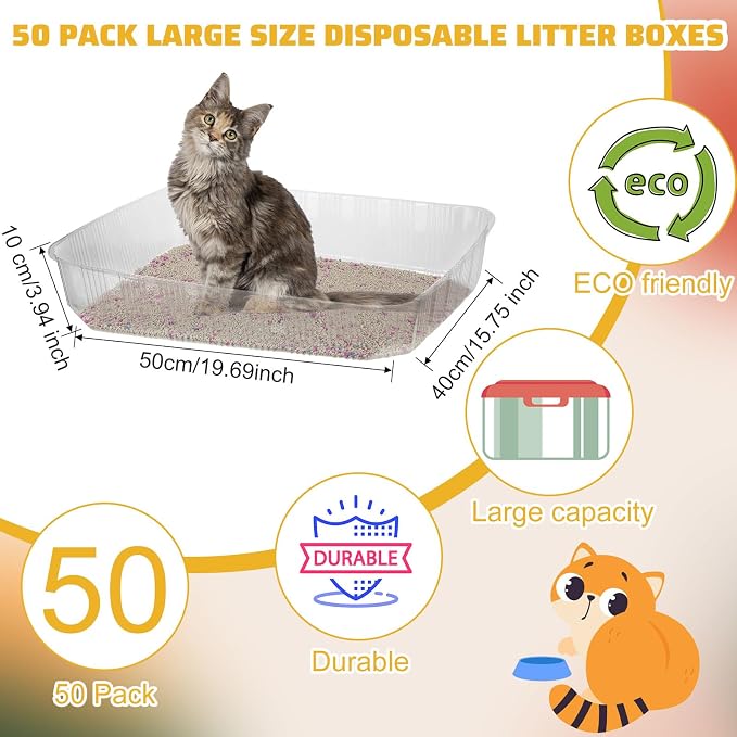 Zubebe 50 Pack Disposable Cat Litter Box - Image 2