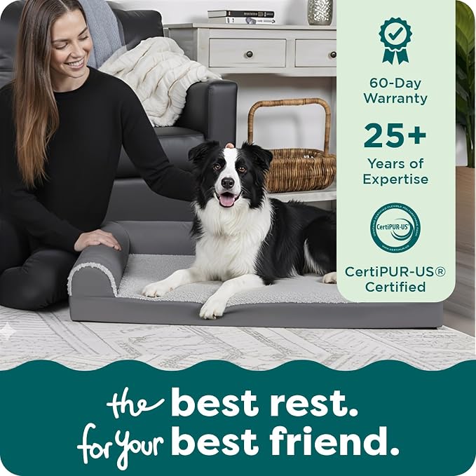 FurHaven Orthopedic Dog Bed for Large Dogs, L-Shaped Chaise Contour - Image 9