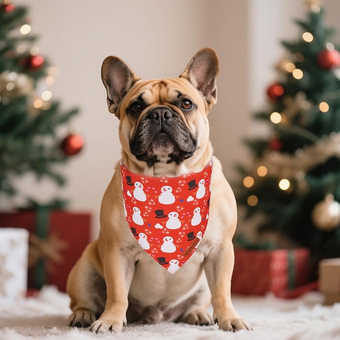 ADOGGYGO Christmas Dog Bandanas 2 Pack, Reversible Snowman Hoho Pattern Xmas - Image 2