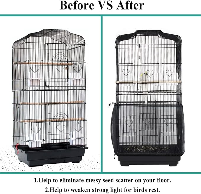 ASOCEA Bird Cage Seed Catcher, Universal Bird Cage Cover Skirt, Adjustable - Image 4
