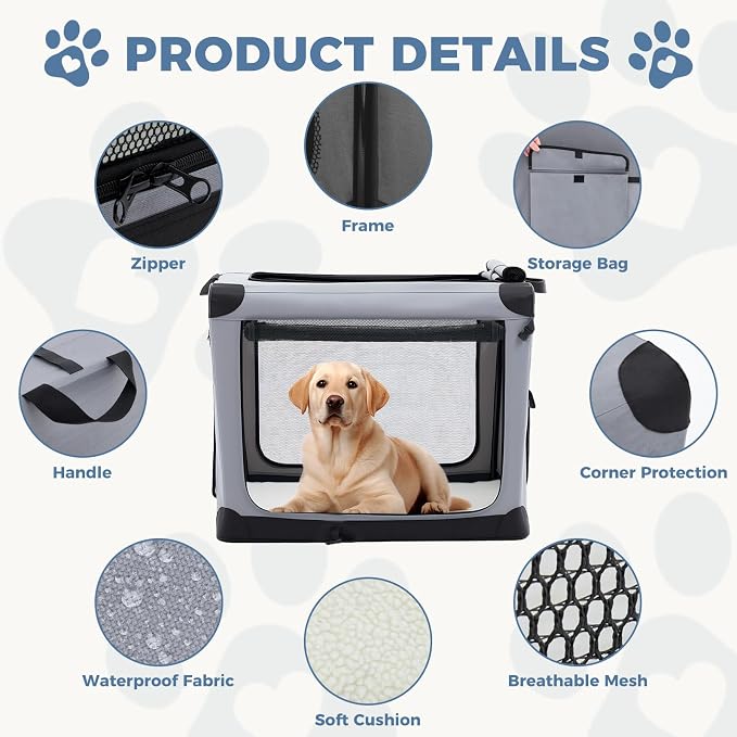 DUMOS Dog Crate 24 Inch Travel Cat Pet Carrier - Image 3