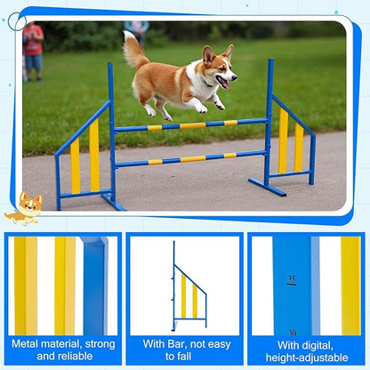 Agility Wing Jumps with Bar Dog Training Hedge Metal Frame Adjustable Pet - Image 3