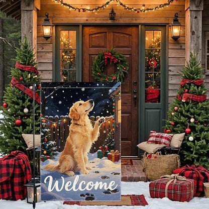 Golden Retriever Welcome Garden Flag 12x18 Inch Double Sided Christmas Winter - Image 8
