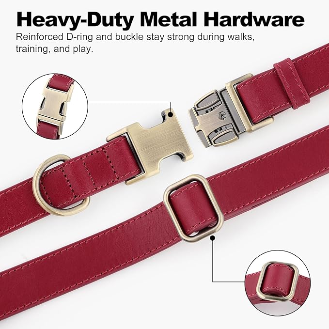 Plutus Pet Genuine Leather Dog Collar – Adjustable Pet Collar - Image 5