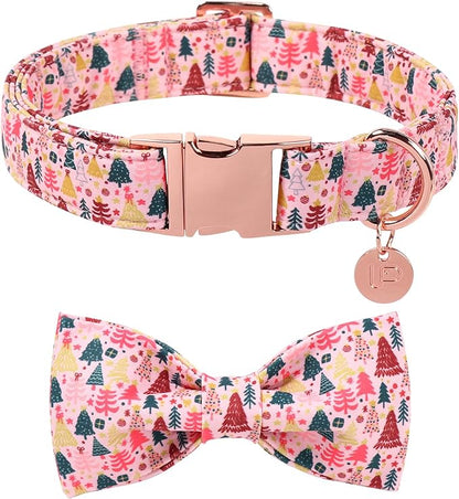 Christmas Dog Collar with Bow Tie, Adjustable Pet Collar with Cute Xmas Tree by UPURARAPUP