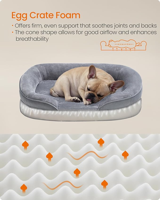 Feandrea Dog Bed, Medium Orthopaedic Dog Sofa Bed, Egg Crate Foam, Waterproof - Image 3