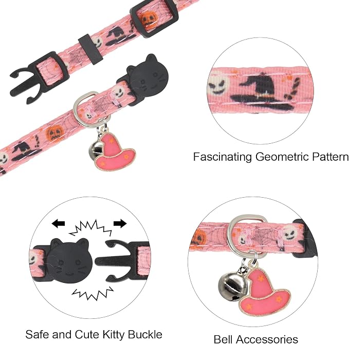 Halloween Cat Collar, Cotton 2 Pack Cat Collar - Image 4