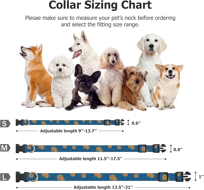 Cotton Handmade Dog Collar Cute and Distinctive Patterns Blue Tulip - Image 3