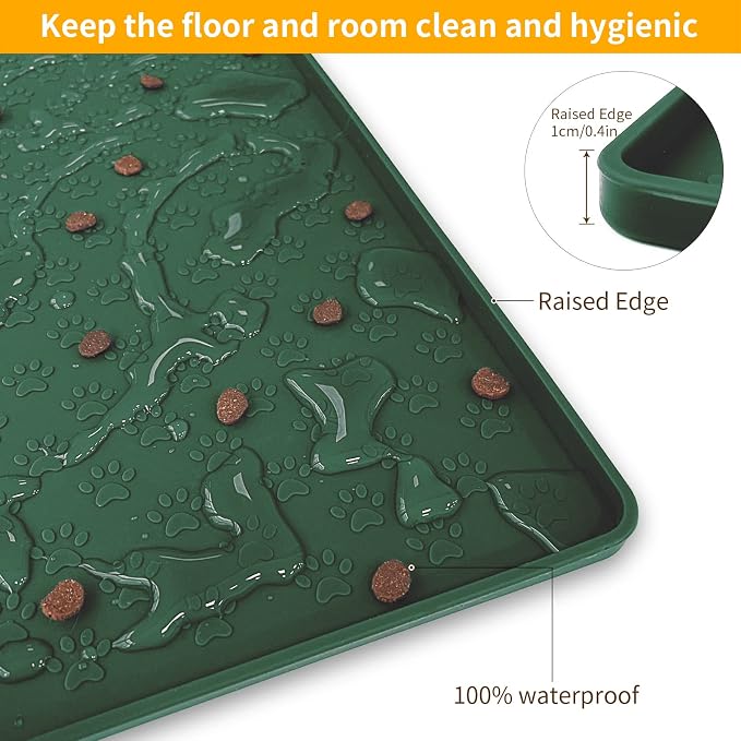 Ptlom Pet Placemat for Dog and Cat, Waterproof Silicone Pet Feeding Bowl Mats - Image 6