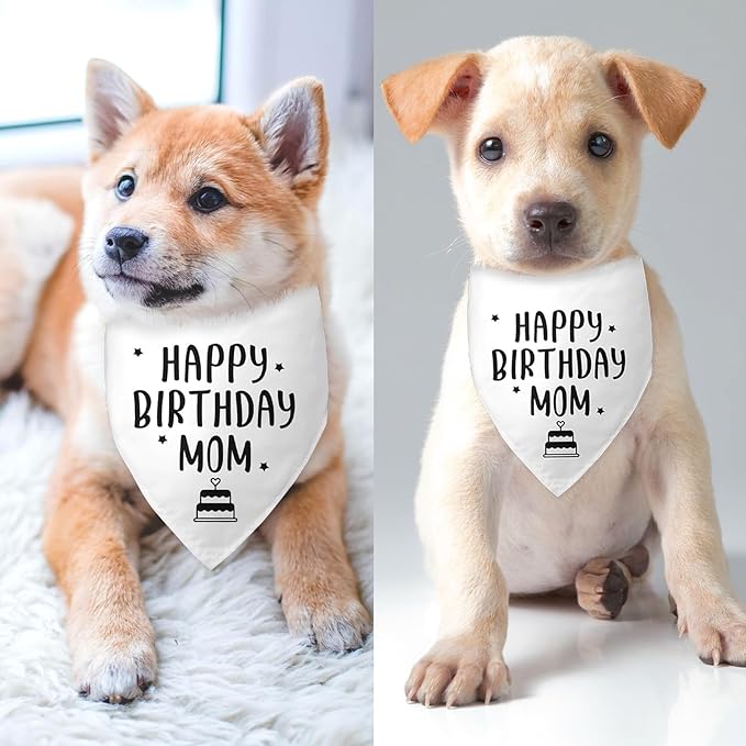 Happy Birthday Mom Dog Bandana Dog Funny White Happy Birthday Bandana - Image 3