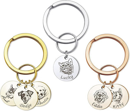 Anavia Personalized Pet Portrait Keychain, Customized Pet Photo Handmade by Anavia