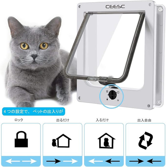 CEESC Extra Large Cat Door, Rotary 4 Way Locking Cat Door - Image 2