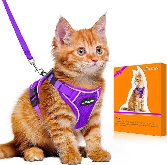 Halypet Cat Harness and Leash Set Escape Proof Adjustable Cat Leash Comfortable by DOMoreWithYourPet