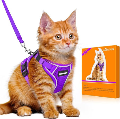 Halypet Cat Harness and Leash Set Escape Proof Adjustable Cat Leash Comfortable by DOMoreWithYourPet