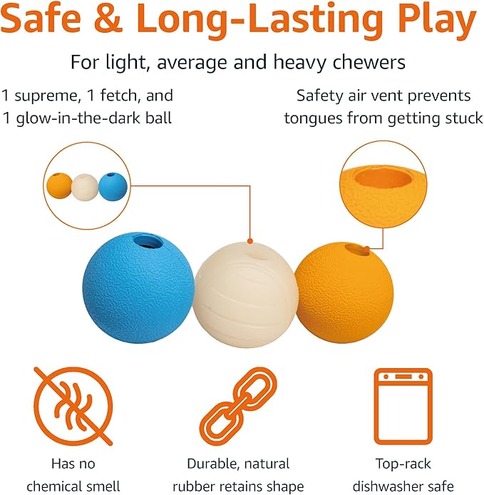 Amazon Basics Interactive Bouncy Durable Rubber Dog Toy Balls, 2.5 inch - Image 2