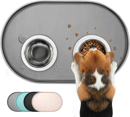 Dog Food Mat, Raised Edges Pet Food Mats by Conlun