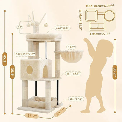 Heybly Cat Tree, 45.3-Inch Cat Tower - Image 3