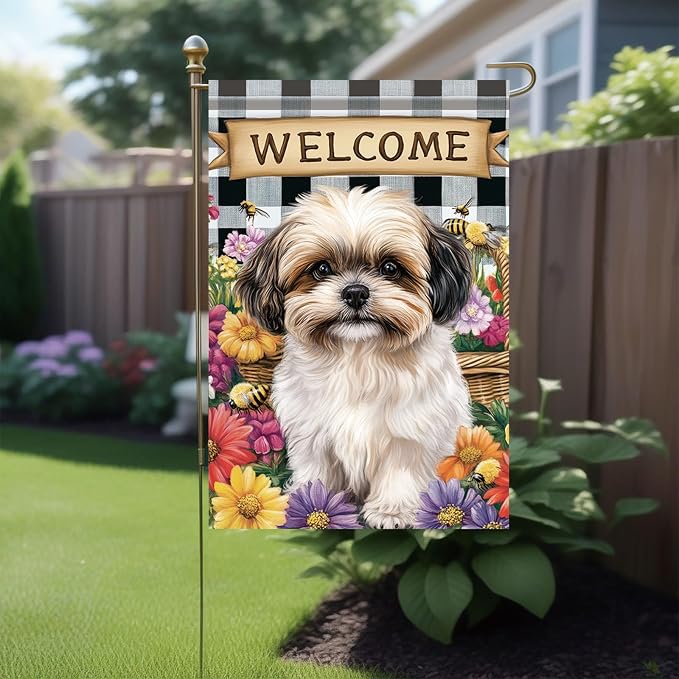 Spring Summer Garden Flag Shih Tzu Dog Flag 12x18 Inch Double-Sided Cute Puppy - Image 3