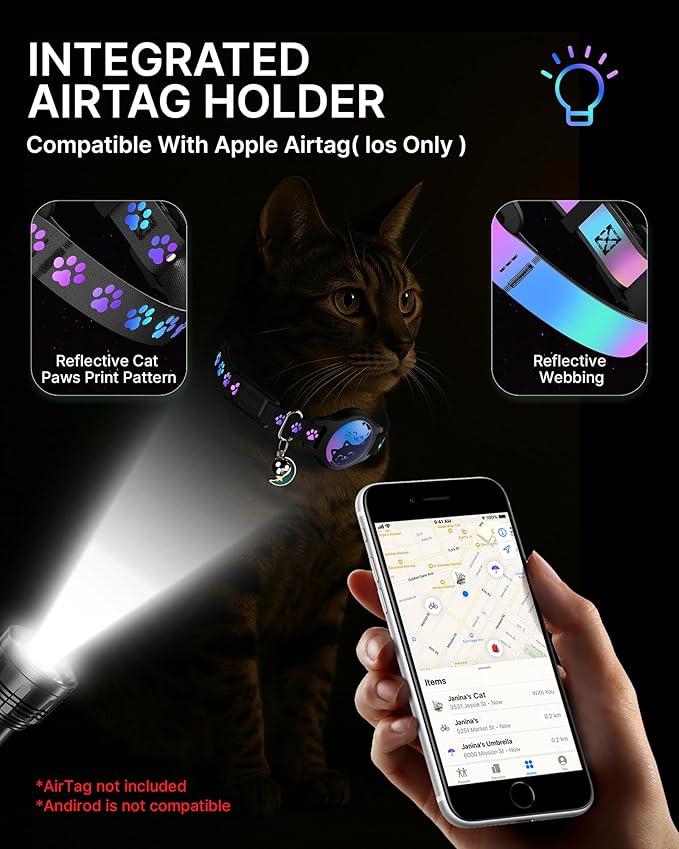 Cat Collar with Airtag Holder, 2 Pack Waterproof Breakaway Kitten Collar - Image 2