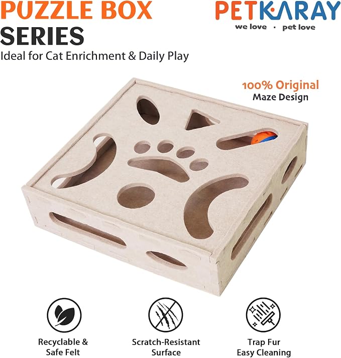 PETKARAY Felt Cat Puzzle Toy, Interactive Cat Toys - Image 2