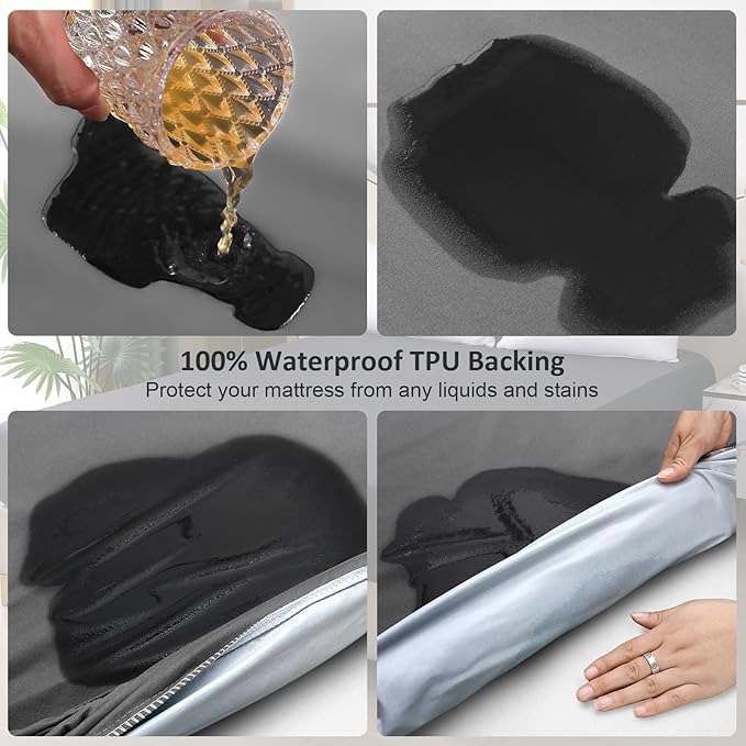 Waterproof Mattress Protector Full, Fitted Sheet Style Breathable Mattress Cover - Image 3