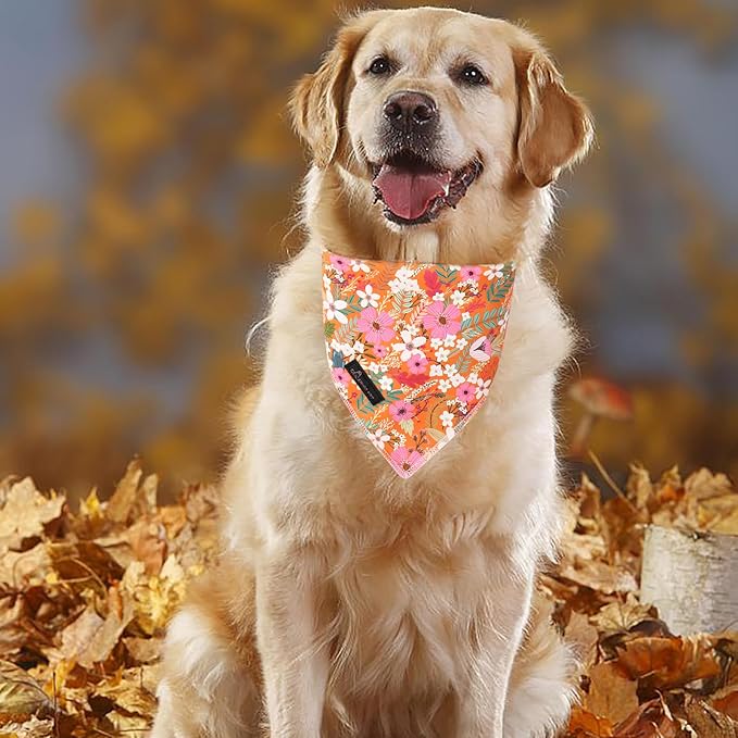 ARING PET Floral Dog Bandanas, Flower Leaf Triangle Scarf - Image 4
