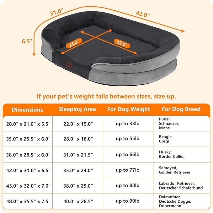 Dwanton Orthopedic Dog Bed for Large Dogs - Image 4