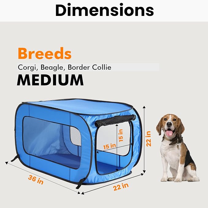 Beatrice Home Fashions Portable, Collapsible, Pop Up Kennel Travel Cat and Dog - Image 2
