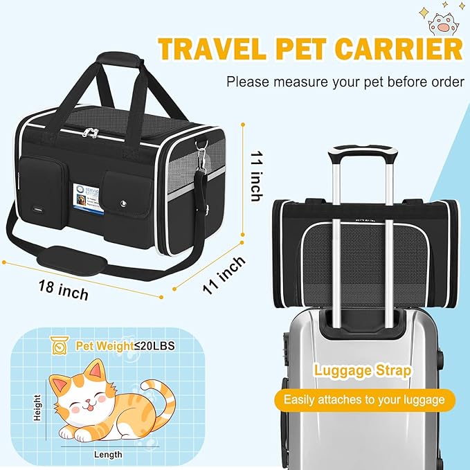 HUANLANG Soft-Sided Cat Carrier Airline Approved, Dog Carriers - Image 5