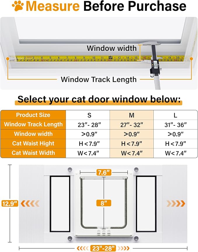 Cat Door for Window Weatherproof: Aluminum Frame Flap Pet Door Quick Fit Window - Image 7