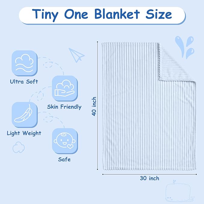 Soft Fleece Baby Blanket Ultra Cozy Blue Baby Blankets - Image 4