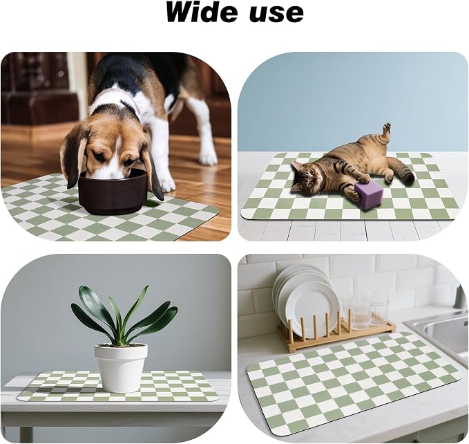 Checkered Dog Food Mat, Absorbent Leak-Proof Pet Feeding Mat, Quick Dry Cat - Image 7