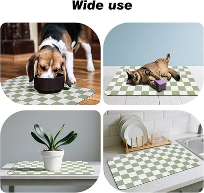 Checkered Dog Food Mat, Absorbent Leak-Proof Pet Feeding Mat, Quick Dry Cat - Image 6