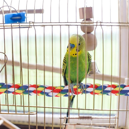Bird Rope Perch 24 Inch, Colorful Cotton Parrot Bungee Swing, Bendable Cage - Image 3