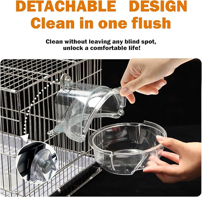 Bird Bath Box for Cage, Parrot Hanging Planet Bathtub No-Leakage Transparent - Image 4
