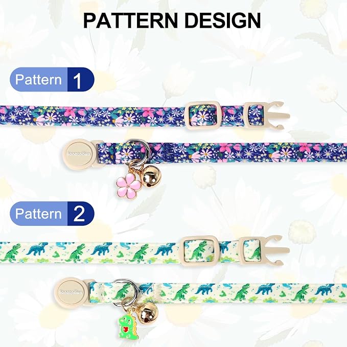 Lionet Paws 2pcs Pack Cotton Cat Collars, Breakaway Buckle - Image 6