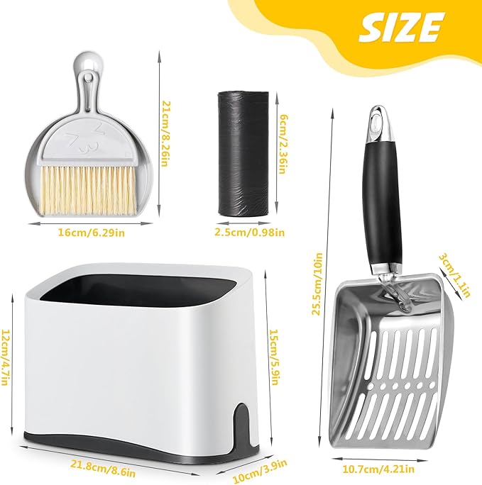 Cat Litter Scooper with Holder, Stainless Steel Cat Litter Scoop, Kitty Poop - Image 2