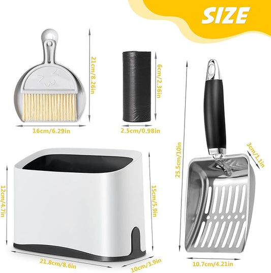 Cat Litter Scooper with Holder, Stainless Steel Cat Litter Scoop, Kitty Poop - Image 2