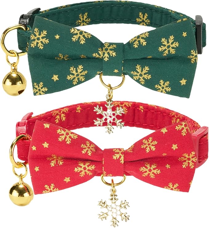 2 Pack Christmas Cat Collar by Petiry