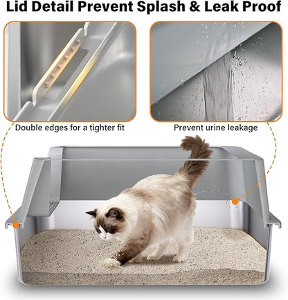 Stainless Steel Litter Box, XL Metal Cat Litter Box - Image 5
