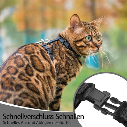 PUPTECK Adjustable Cat Harness and Leash Set Escape Proof Kitten Strap Collar - Image 3