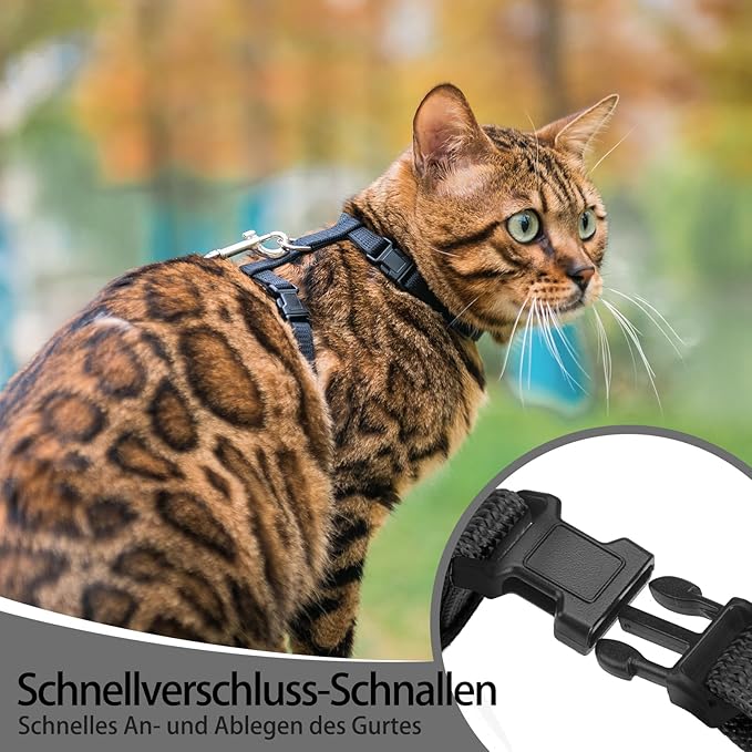 PUPTECK Adjustable Cat Harness and Leash Set Escape Proof Kitten Strap Collar - Image 3