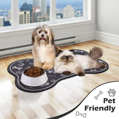 Dog Cat Food Mat, Rapid Absorbent Pet Feeding Mat, Bone Shaped Dog Placemat - Image 7