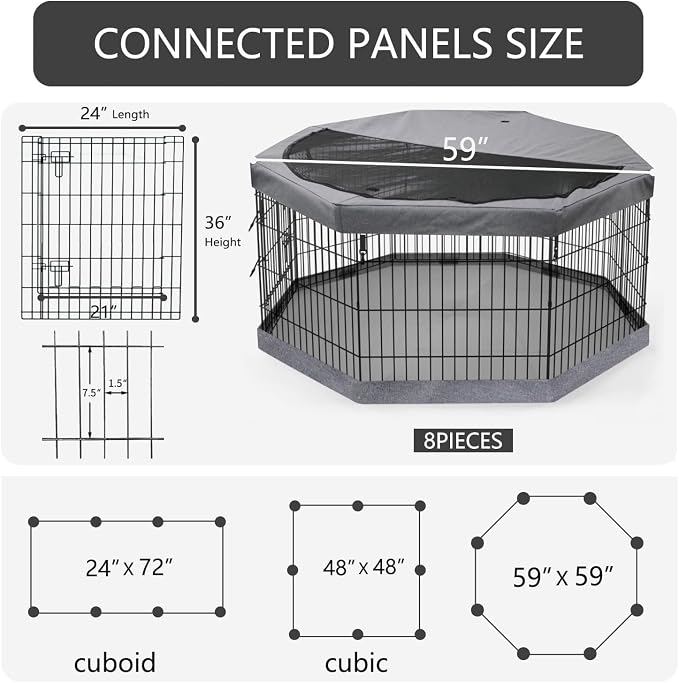 PETIME Foldable Metal Dog Exercise Pen/Pet Puppy Playpen Kennels Yard Fence - Image 3