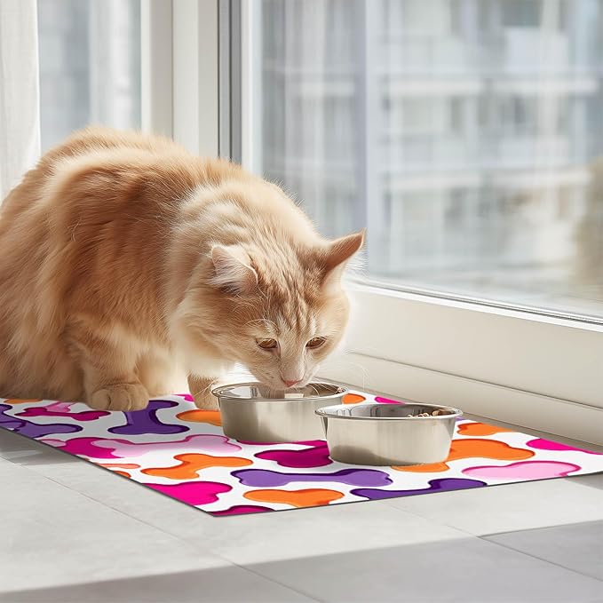 Colorful Dog Bone Pattern Pet Food Mat - Image 3