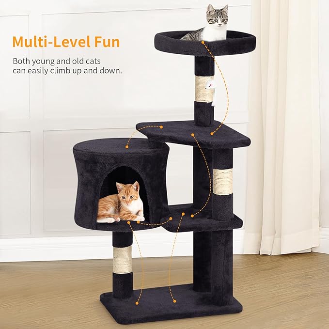 BestPet | 36" Cat Tree Tower | Dark Gray | Sturdy Multi-Level Cat Tree - Image 6
