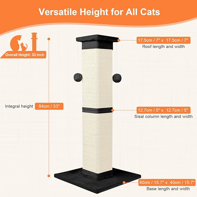 Cat Scratching Post 33 Inch Nature Sisal Cat Scratch Post - Image 2